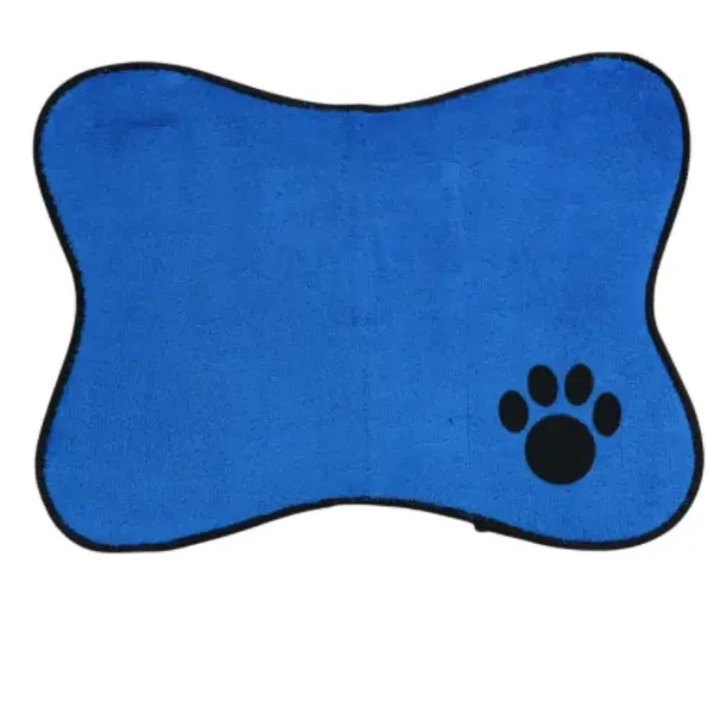New Polyester Pet Bowl Dog Bone Shape Placemat Dog Feeding Food Water ~ Blue